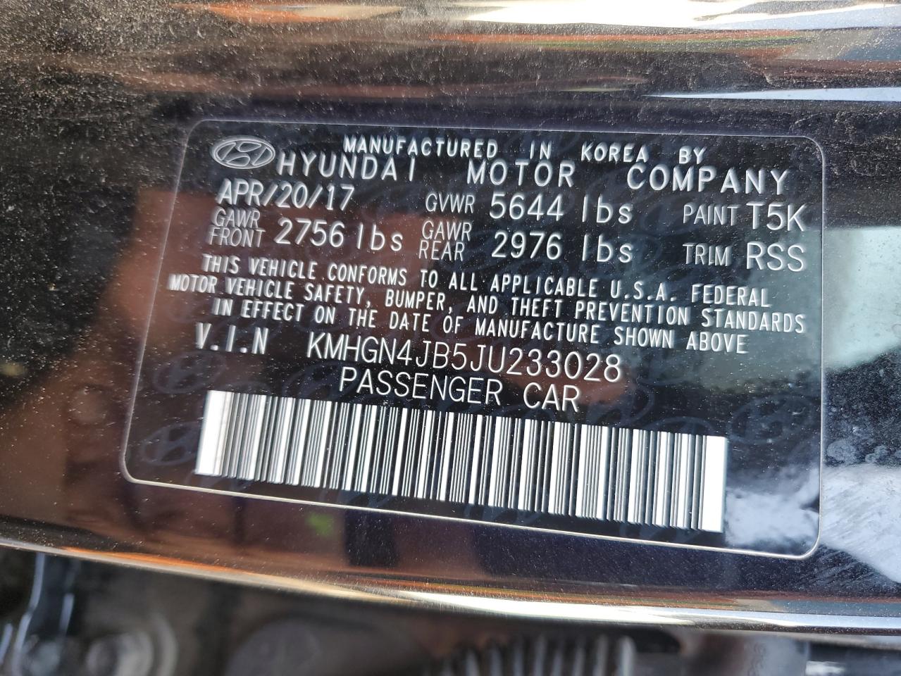 2018 Genesis G80 Sport VIN: KMHGN4JB5JU233028 Lot: 69956375