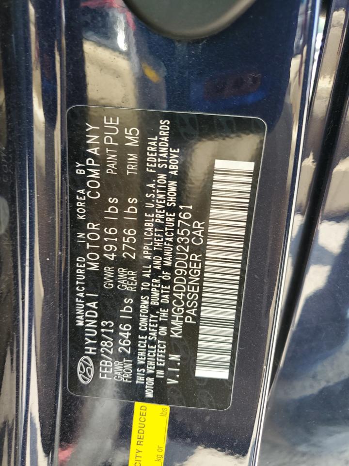 2013 Hyundai Genesis 3.8L VIN: KMHGC4DD9DU235761 Lot: 70937185