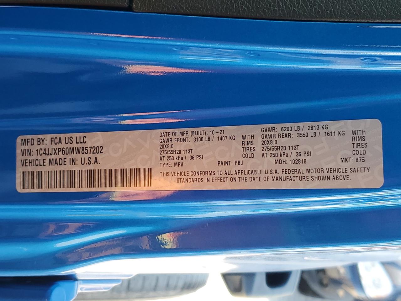 2021 Jeep Wrangler Unlimited Sahara 4Xe VIN: 1C4JJXP60MW857202 Lot: 68181055