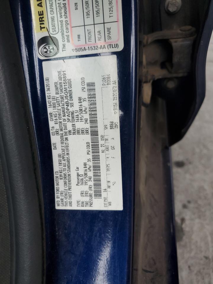 3FADP4BJ5GM158891 2016 Ford Fiesta Se