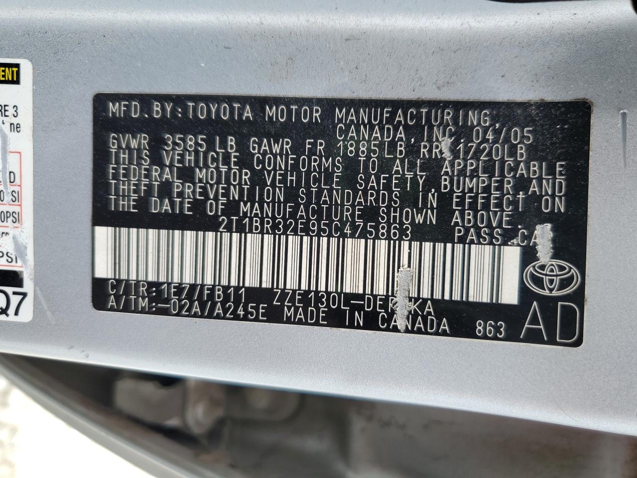 2005 Toyota Corolla Ce VIN: 2T1BR32E95C475863 Lot: 69688085