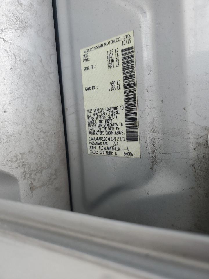 2016 Nissan Maxima 3.5S VIN: 1N4AA6AP1GC414211 Lot: 67211065