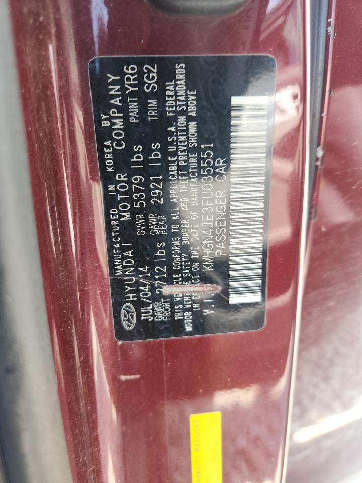 2015 Hyundai Genesis 3.8L VIN: KMHGN4JE3FU035551 Lot: 69304085