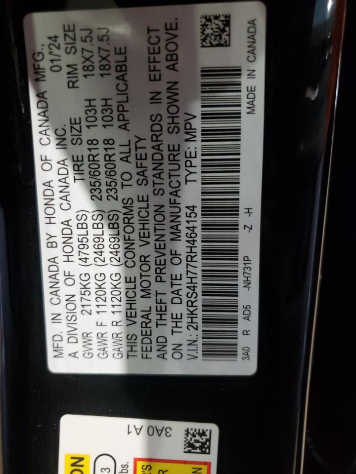2024 Honda Cr-V Exl VIN: 2HKRS4H77RH464154 Lot: 80826475