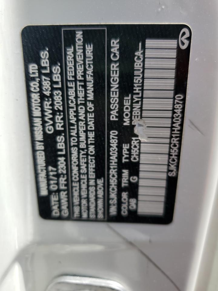 2017 Infiniti Qx30 Base VIN: SJKCH5CR1HA034870 Lot: 69049365