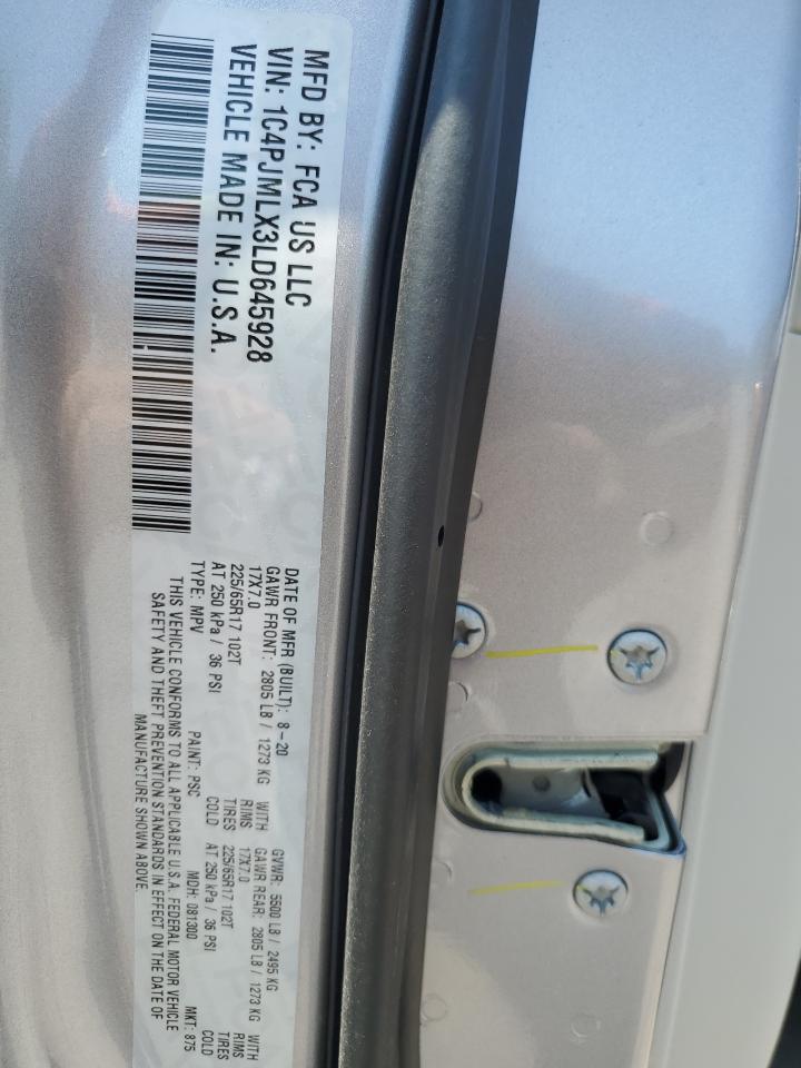 2020 Jeep Cherokee Latitude Plus VIN: 1C4PJMLX3LD645928 Lot: 65153015