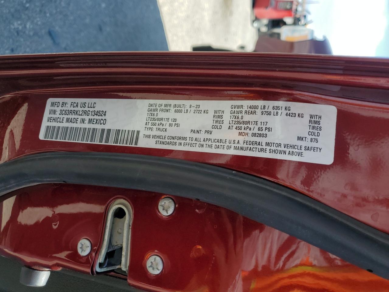 2024 Ram 3500 Longhorn VIN: 3C63RRKL2RG134524 Lot: 64257025