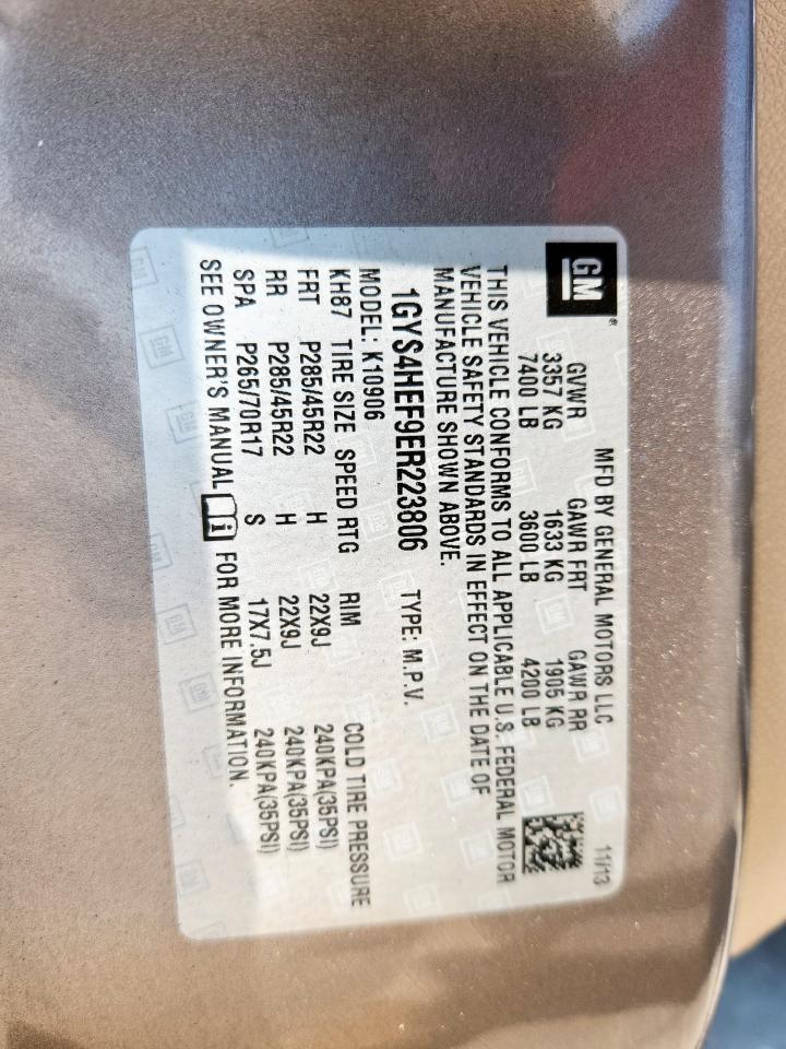 2014 Cadillac Escalade Esv Luxury VIN: 1GYS4HEF9ER223806 Lot: 69805065