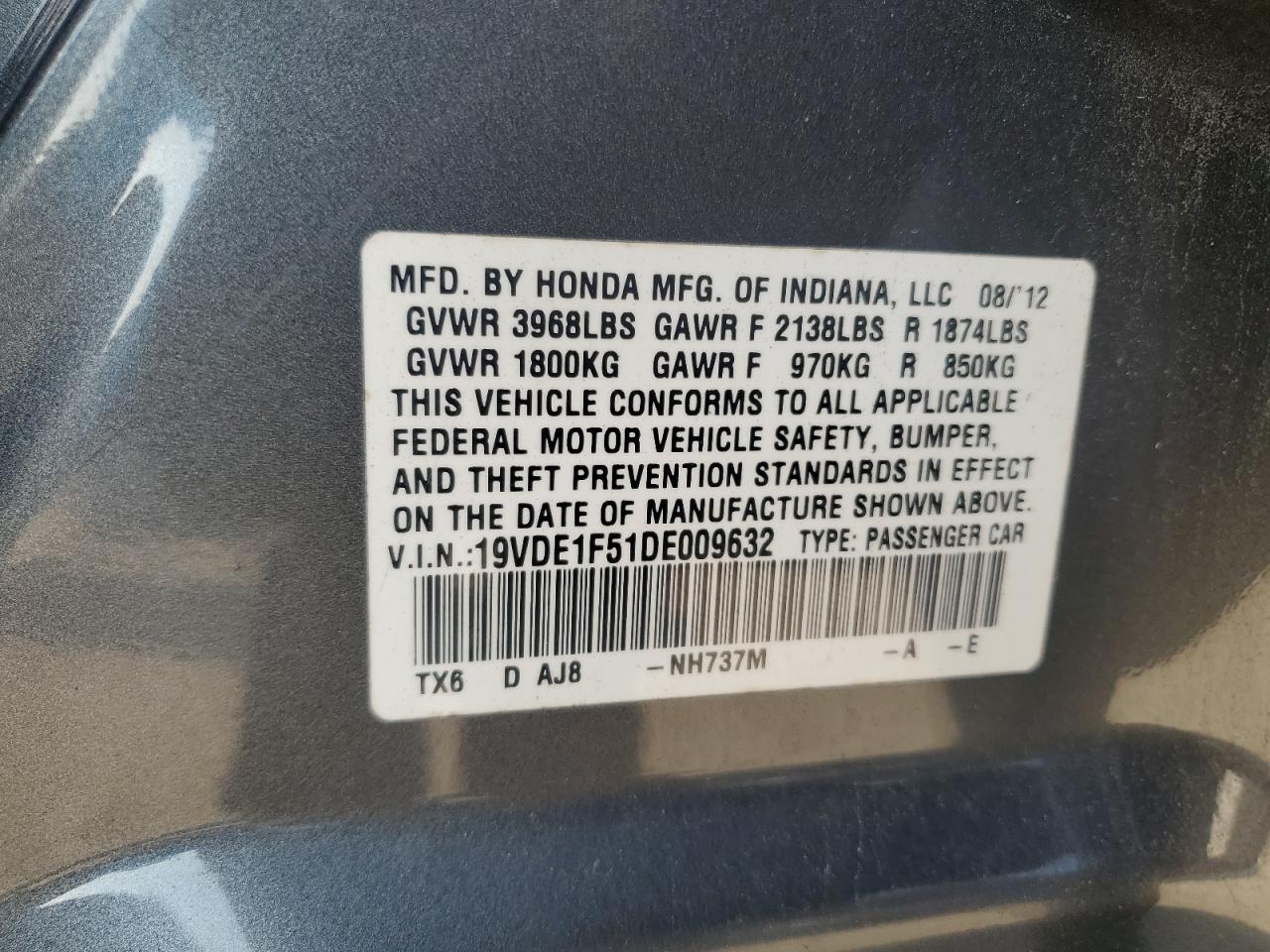 2013 Acura Ilx 20 Premium VIN: 19VDE1F51DE009632 Lot: 69355625