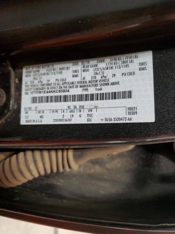 2019 Ford F150 Supercrew VIN: 1FTFW1E44KKC85934 Lot: 69835955