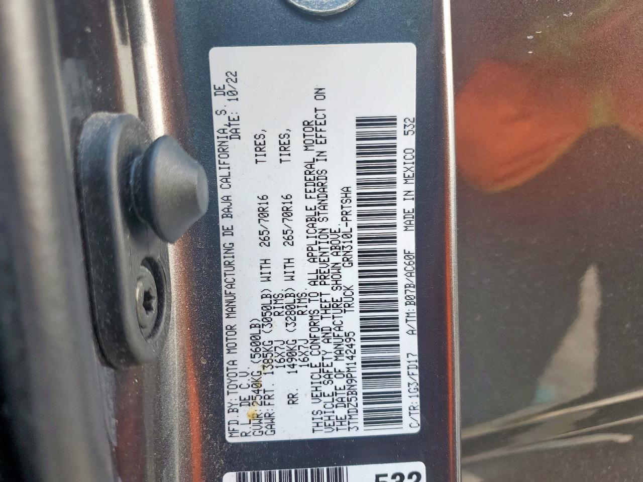 2023 Toyota Tacoma Double Cab VIN: 3TMDZ5BN9PM142495 Lot: 68995295