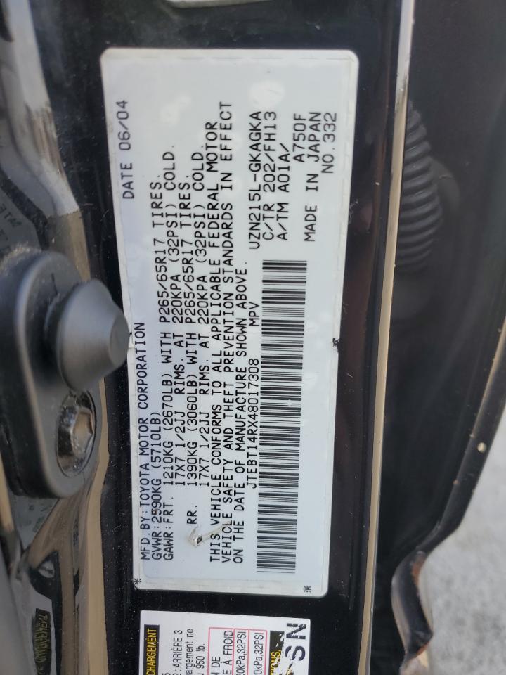 2004 Toyota 4Runner Sr5 VIN: JTEBT14RX48017308 Lot: 70659215