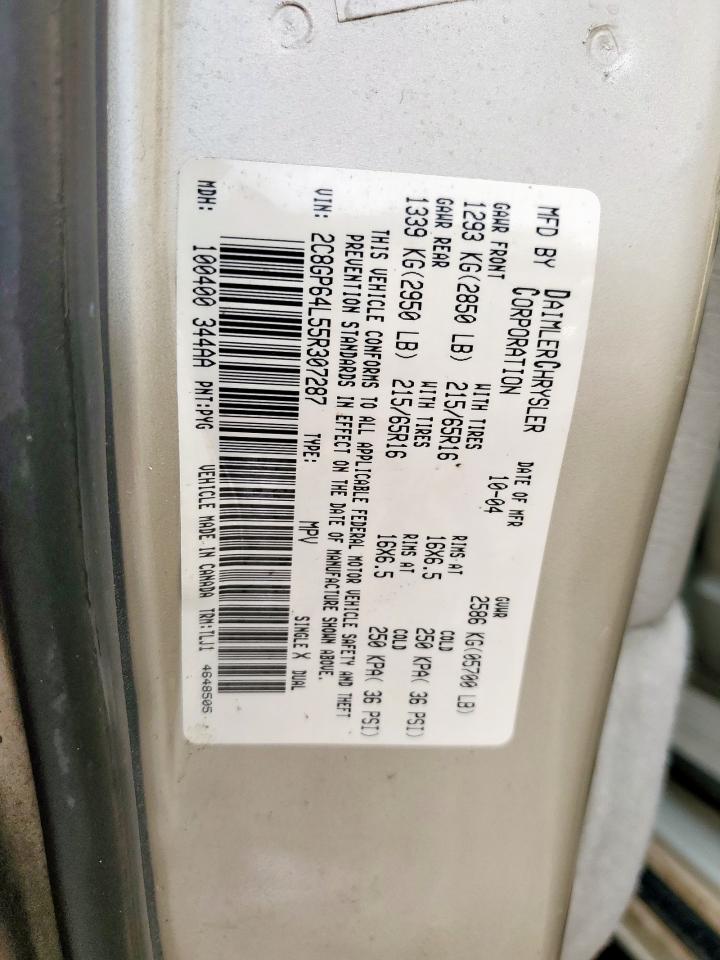 2005 Chrysler Town & Country Limited VIN: 2C8GP64L55R307287 Lot: 69293305