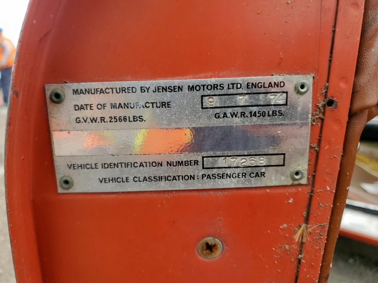 1974 Jaguar Door Only VIN: 17268XXXXXXXXXXXX Lot: 80447265