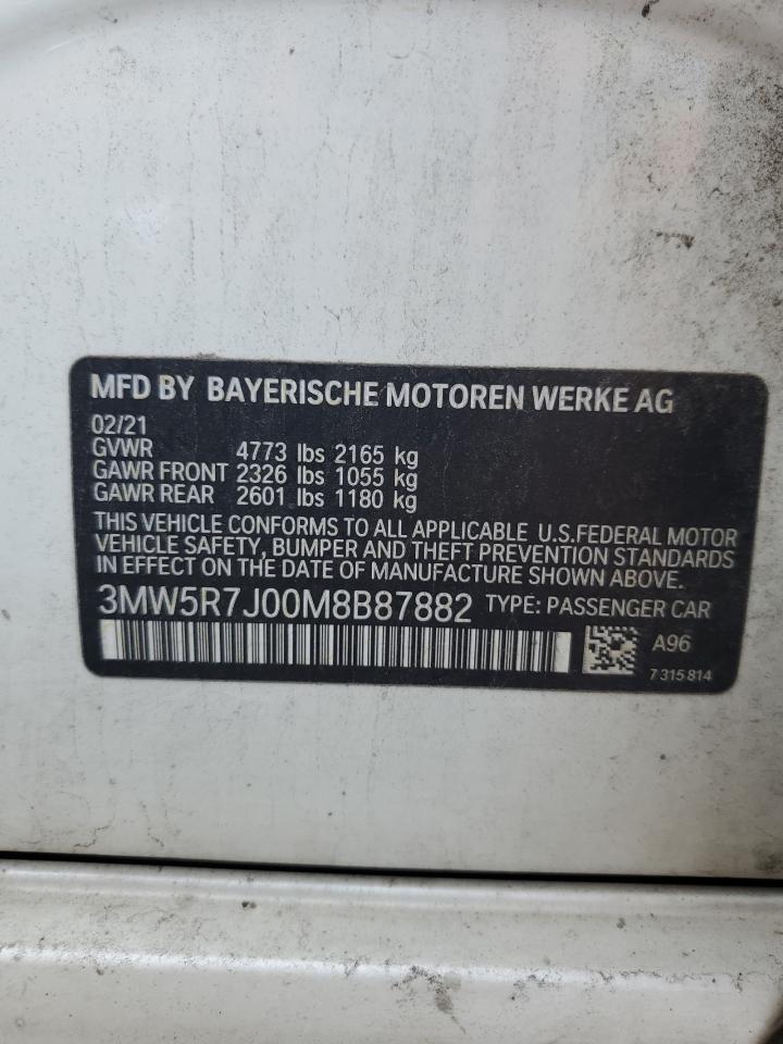 2021 BMW 330Xi VIN: 3MW5R7J00M8B87882 Lot: 69151235