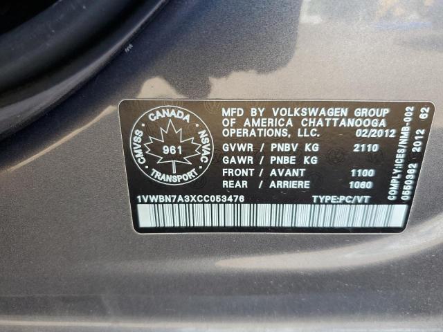 2012 VOLKSWAGEN PASSAT SE  