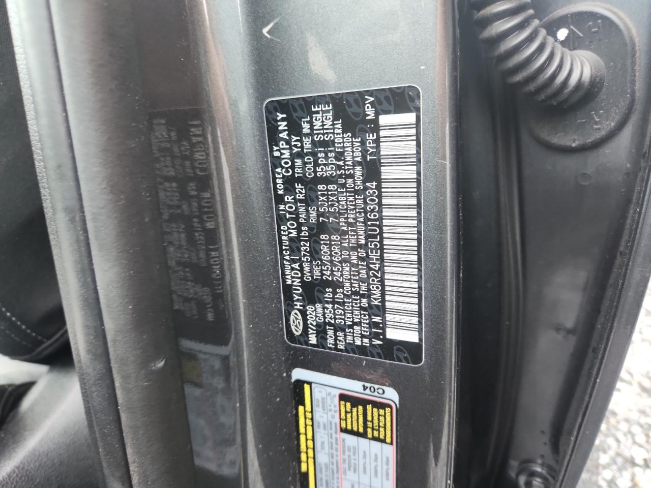 2020 Hyundai Palisade Sel VIN: KM8R24HE5LU163034 Lot: 68637645