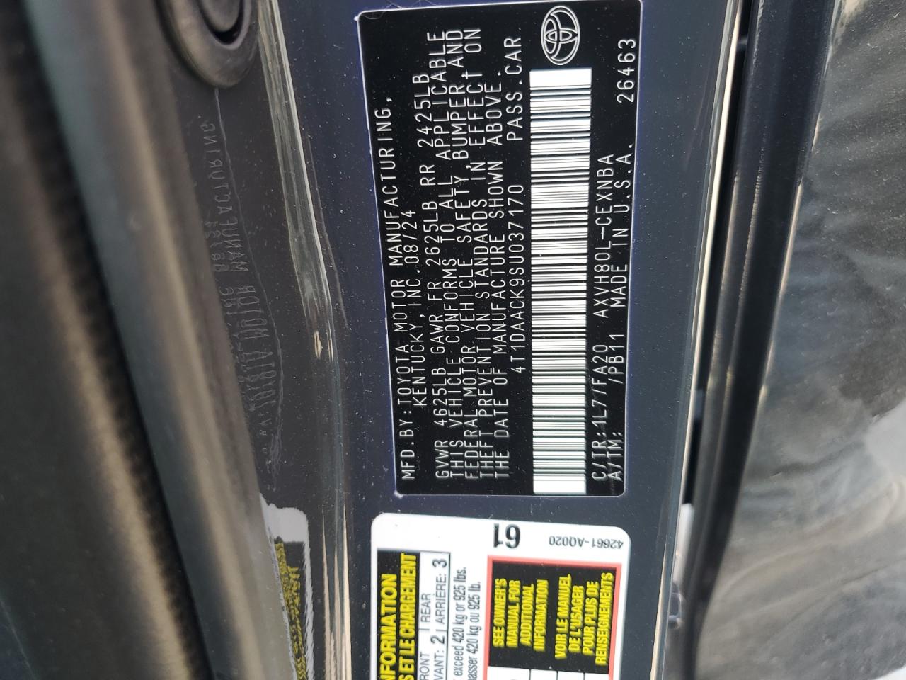 4T1DAACK9SU037170 2025 Toyota Camry Xse