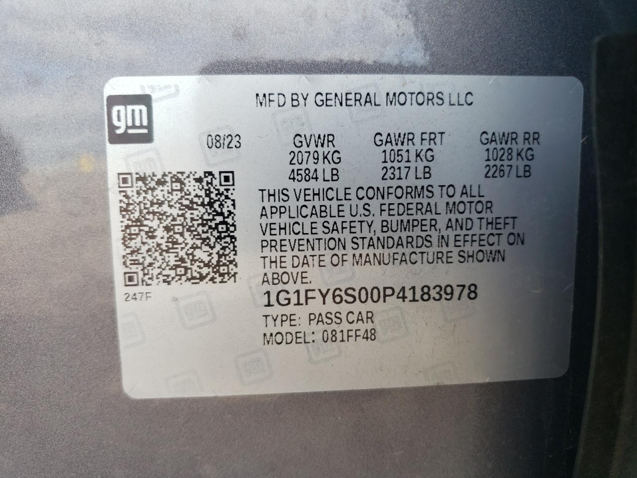 2023 Chevrolet Bolt Euv Lt VIN: 1G1FY6S00P4183978 Lot: 69326335