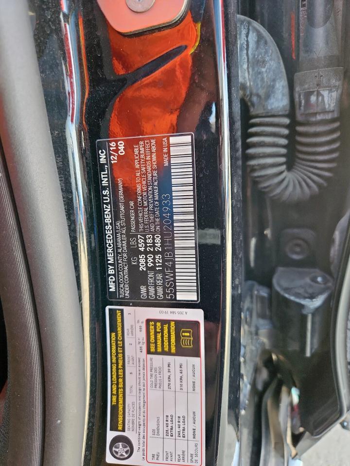 2017 Mercedes-Benz C 300 VIN: 55SWF4JB1HU204933 Lot: 70474505