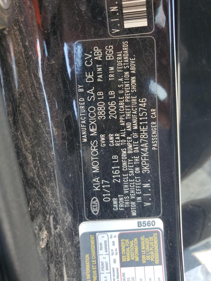 2017 Kia Forte Lx VIN: 3KPFK4A78HE115746 Lot: 84973225