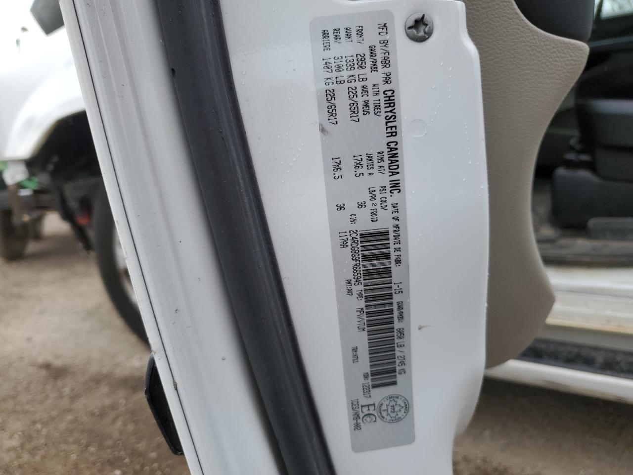 2015 Dodge Grand Caravan Se VIN: 2C4RDGBG9FR665945 Lot: 67799565