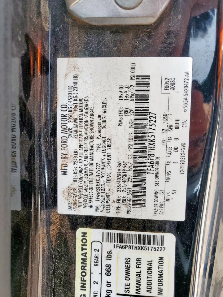 2019 Ford Mustang VIN: 1FA6P8THXK5175227 Lot: 68571095