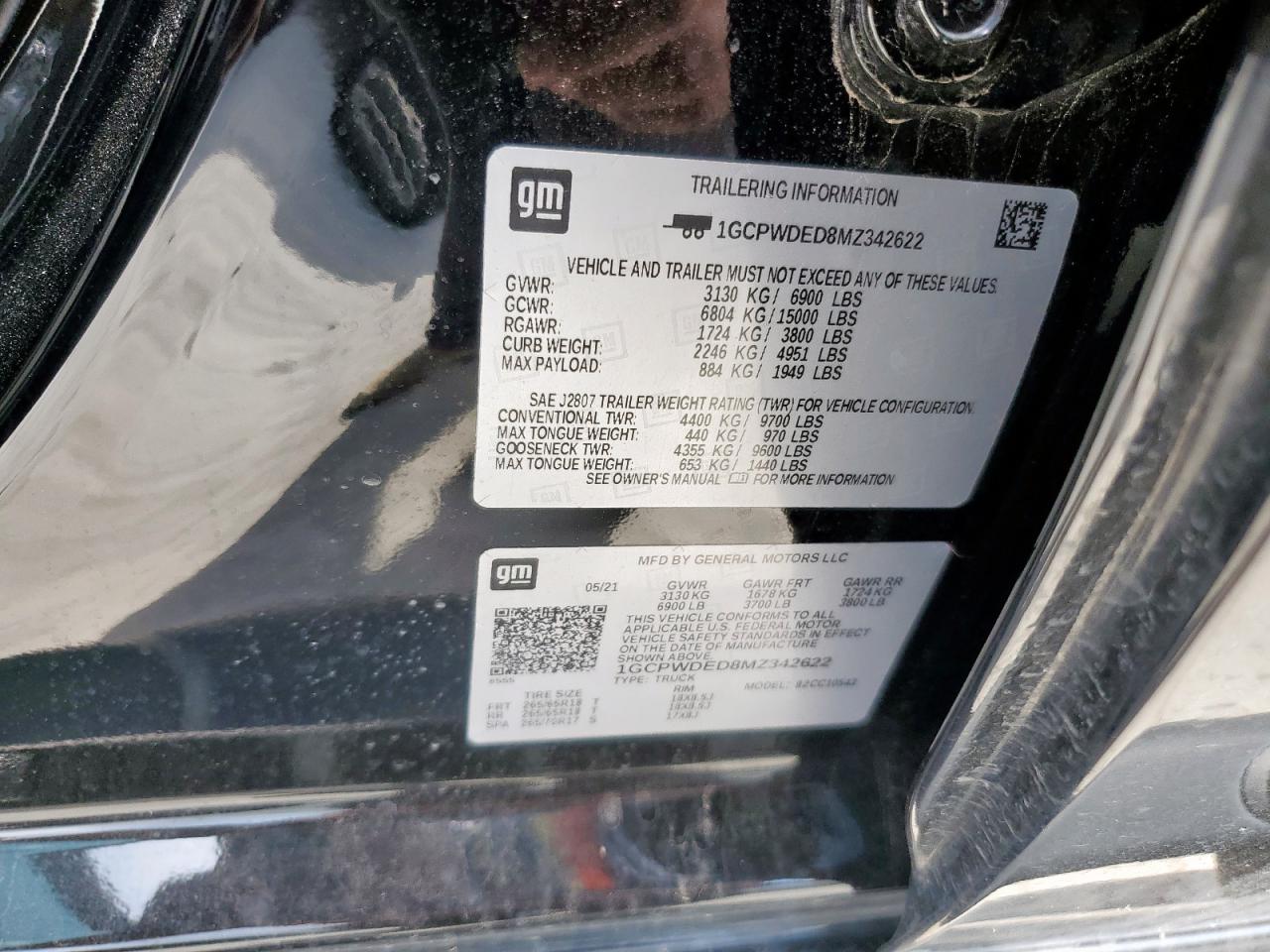 2021 Chevrolet Silverado C1500 Rst VIN: 1GCPWDED8MZ342622 Lot: 70137695