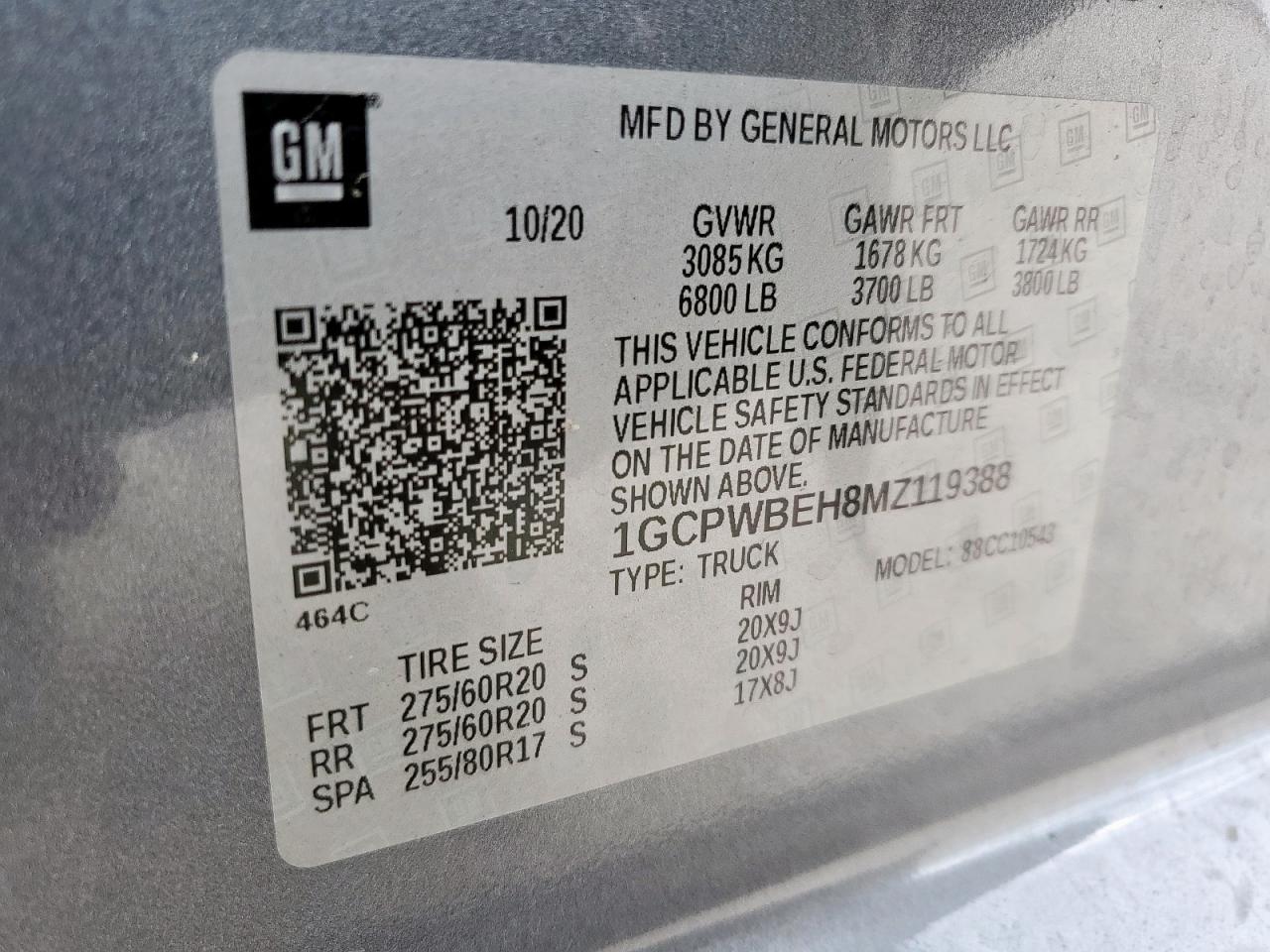 2021 Chevrolet Silverado C1500 Custom VIN: 1GCPWBEH8MZ119388 Lot: 69676945