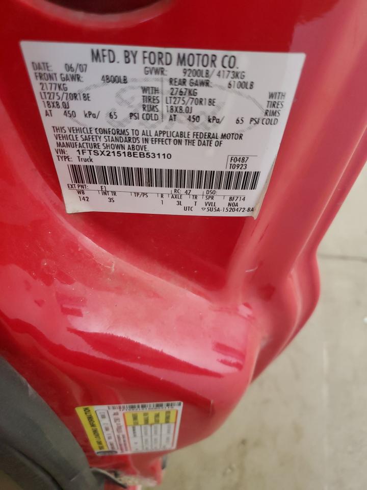 2008 Ford F250 Super Duty VIN: 1FTSX21518EB53110 Lot: 69848015