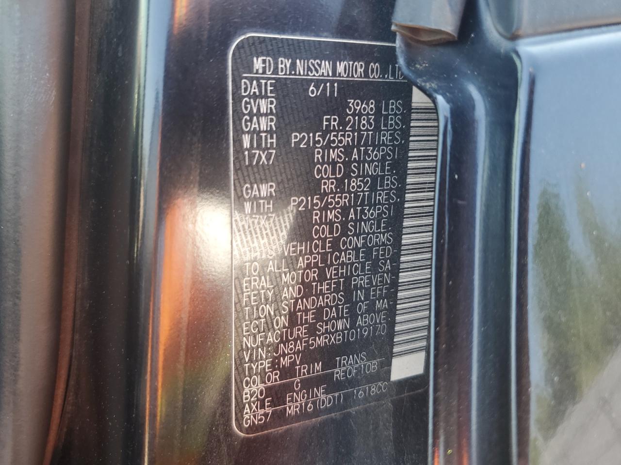 JN8AF5MRXBT019170 2011 Nissan Juke S