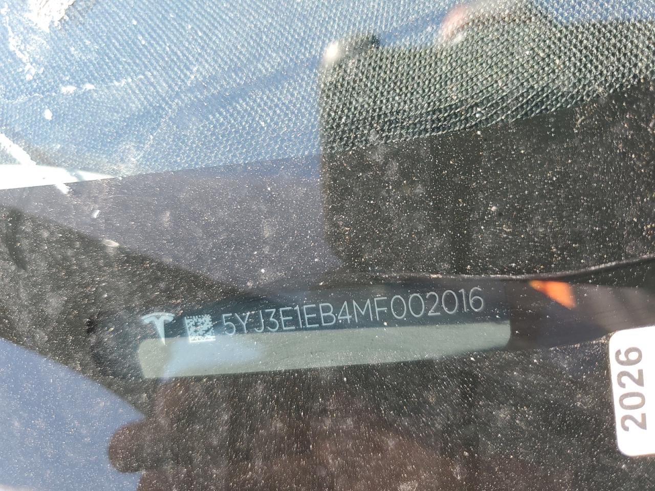 5YJ3E1EB4MF002016 2021 Tesla Model 3