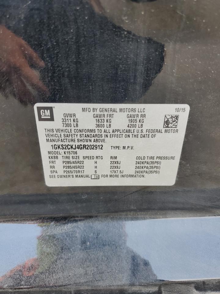 2016 GMC Yukon Denali VIN: 1GKS2CKJ4GR202912 Lot: 68841735