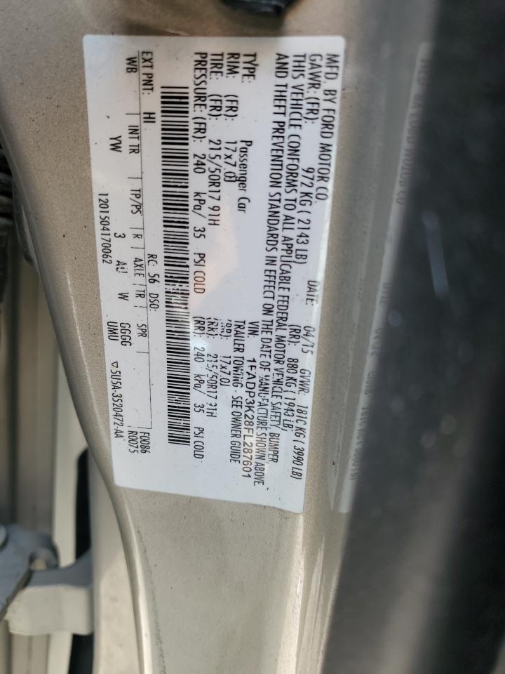 2015 Ford Focus Se VIN: 1FADP3K28FL287601 Lot: 68949305