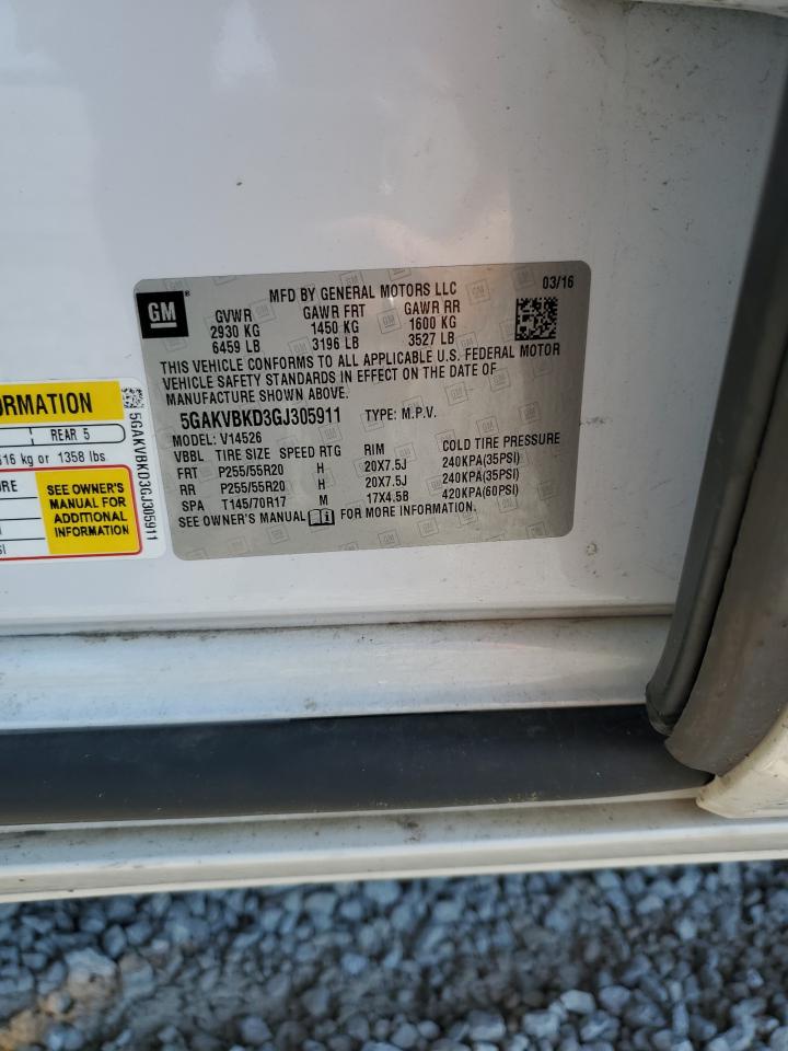 2016 Buick Enclave VIN: 5GAKVBKD3GJ305911 Lot: 69183915