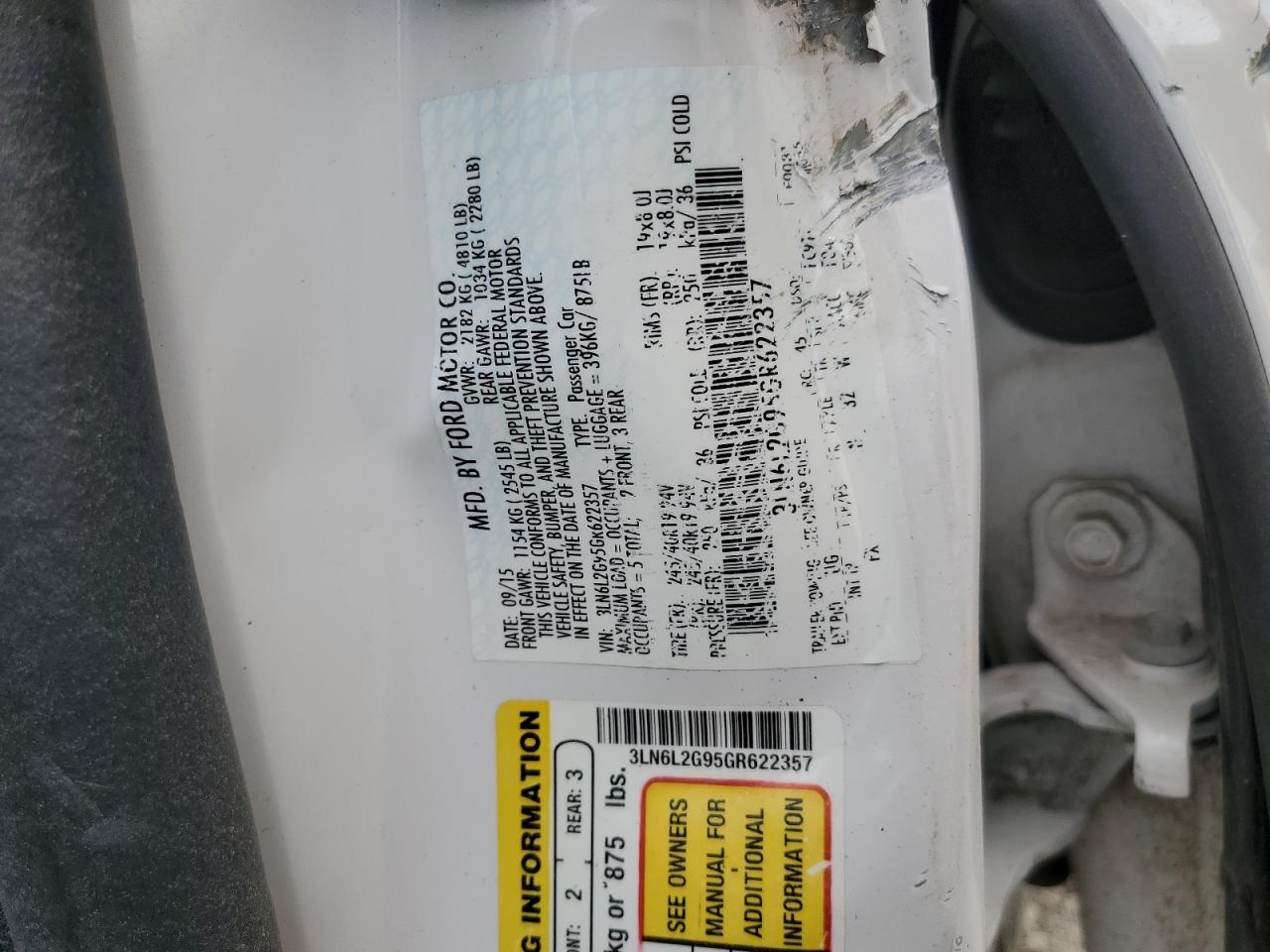 2016 Lincoln Mkz VIN: 3LN6L2G95GR622357 Lot: 70761545