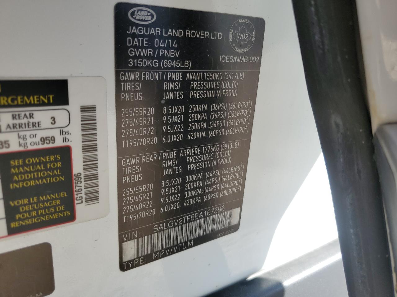 SALGV2TF6EA167596 2014 Land Rover Range Rover Autobiography