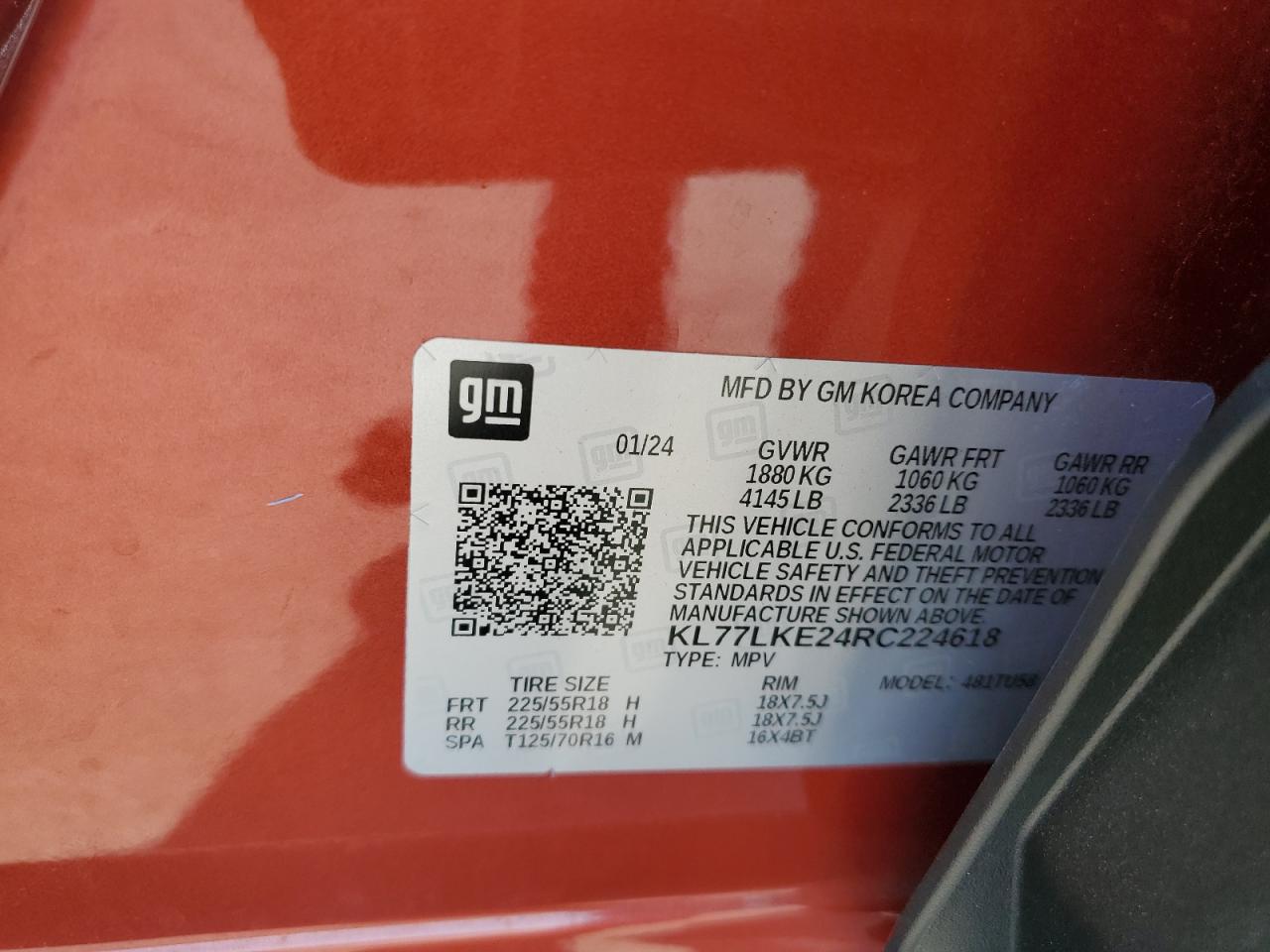 2024 Chevrolet Trax Activ VIN: KL77LKE24RC224618 Lot: 68210995