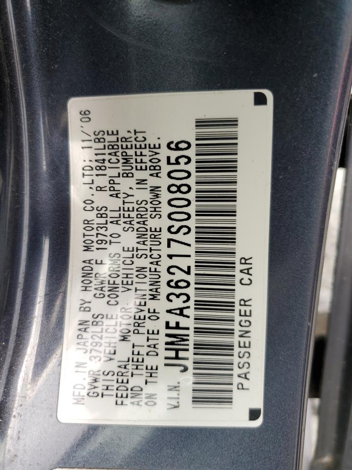2007 Honda Civic Hybrid VIN: JHMFA36217S008056 Lot: 69325015