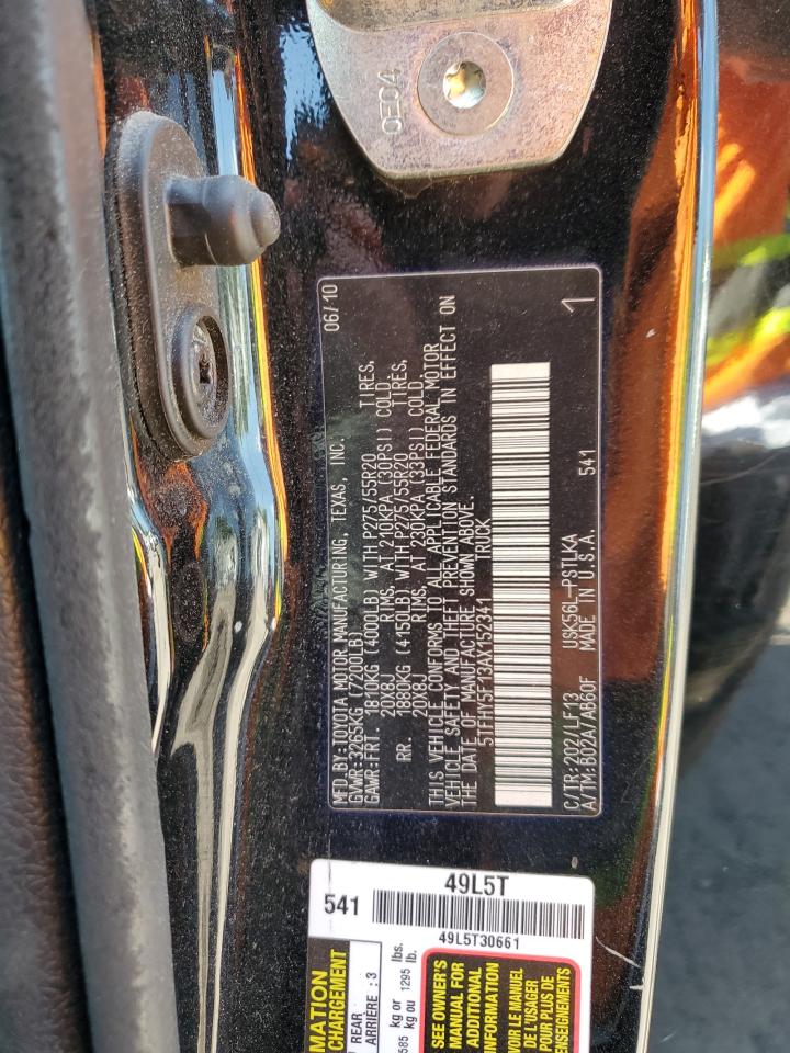 2010 Toyota Tundra Crewmax Limited VIN: 5TFHY5F13AX152341 Lot: 68077255