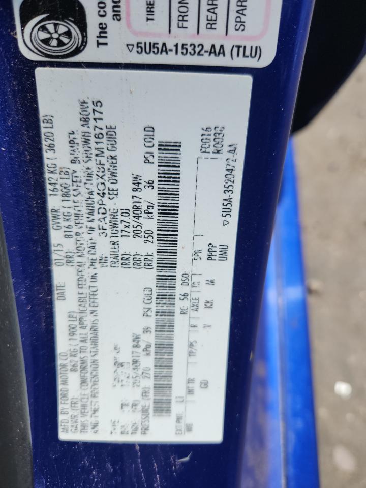 2015 Ford Fiesta St VIN: 3FADP4GX8FM167175 Lot: 69871925