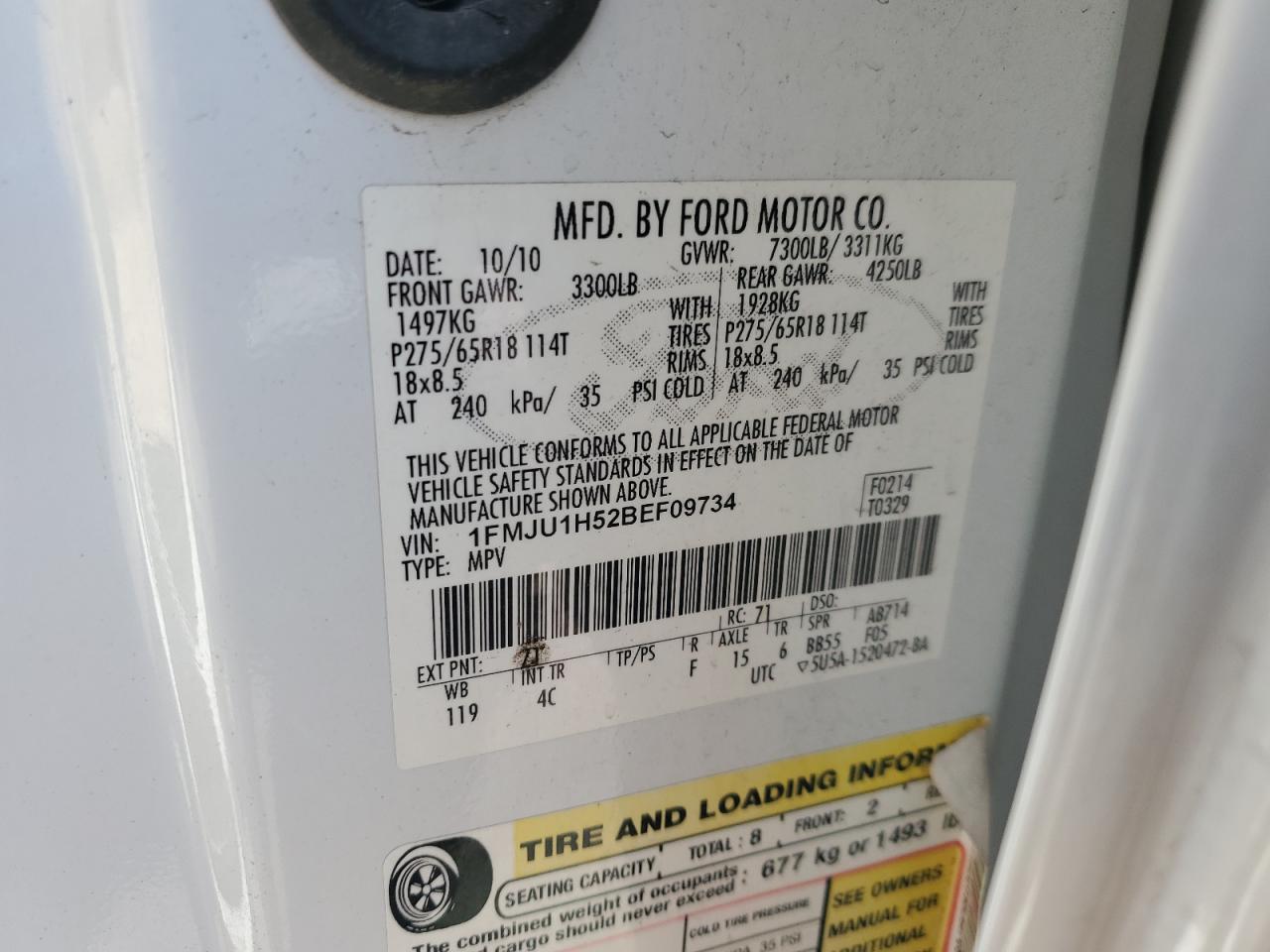 2011 Ford Expedition Xlt VIN: 1FMJU1H52BEF09734 Lot: 70784195