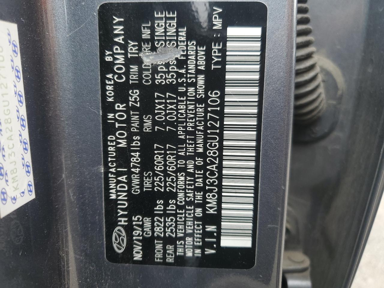 2016 Hyundai Tucson Limited VIN: KM8J3CA28GU127106 Lot: 67930885