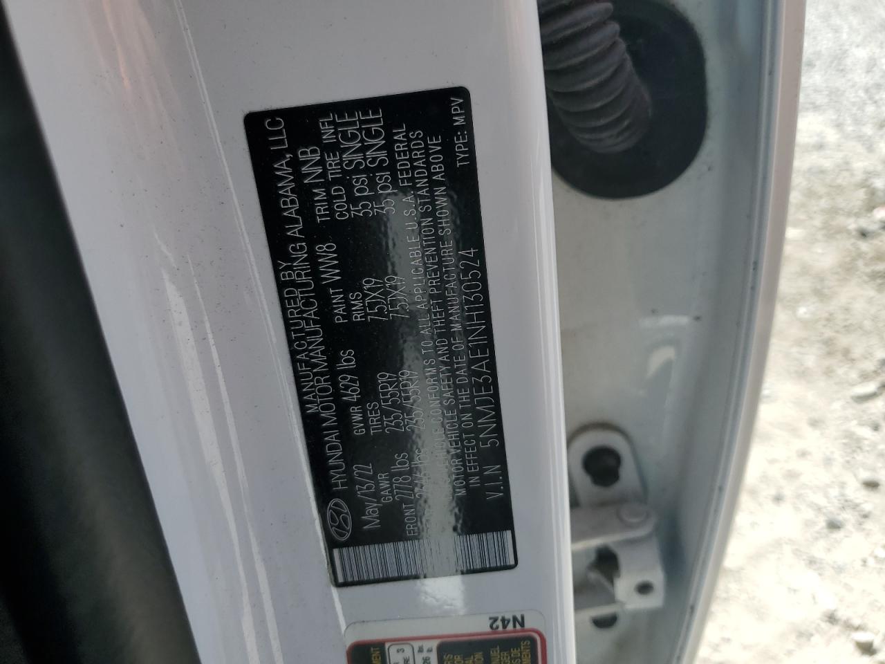 2022 Hyundai Tucson Limited VIN: 5NMJE3AE1NH130524 Lot: 68124975