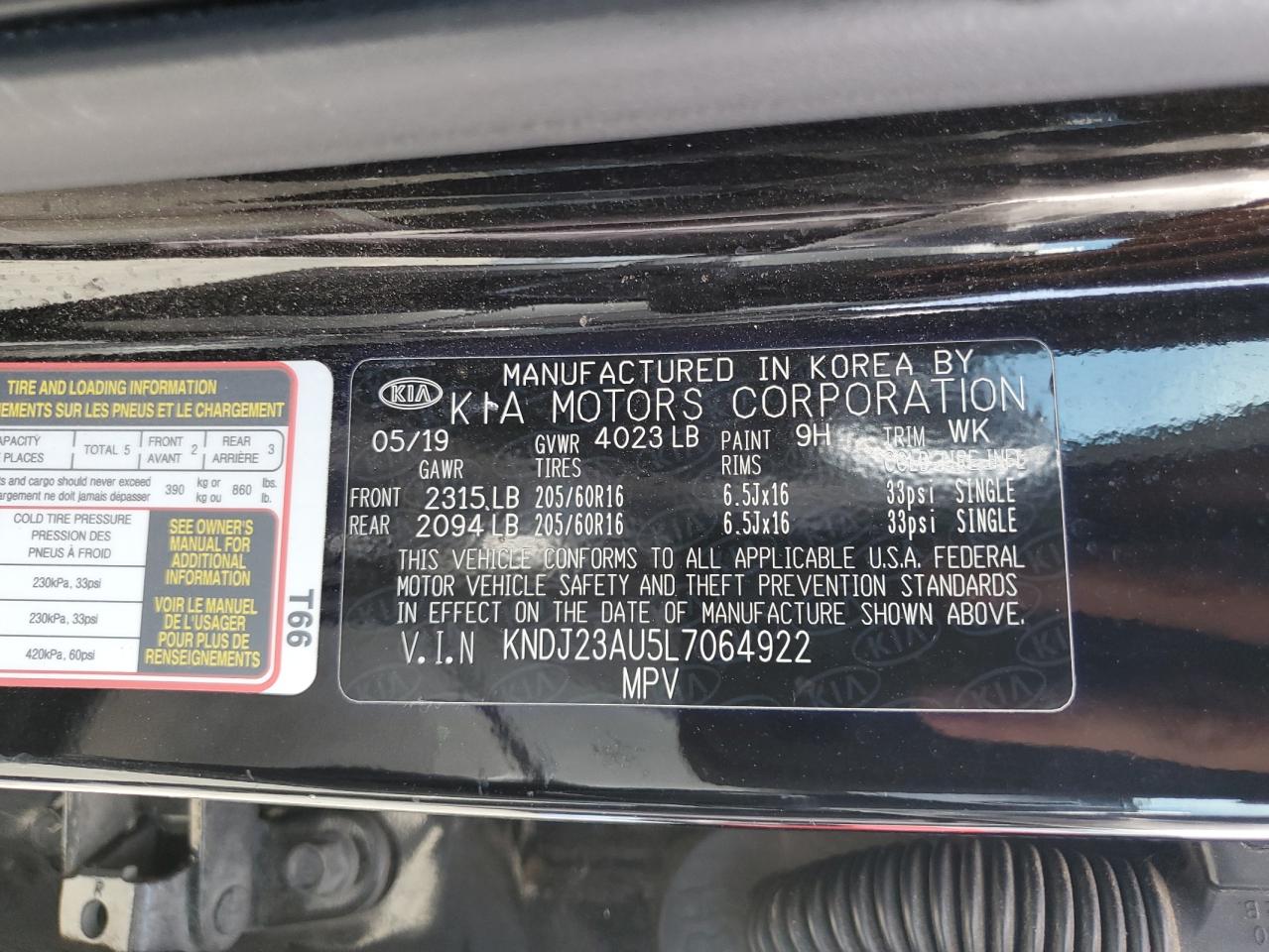 2020 Kia Soul Lx VIN: KNDJ23AU5L7064922 Lot: 69243545