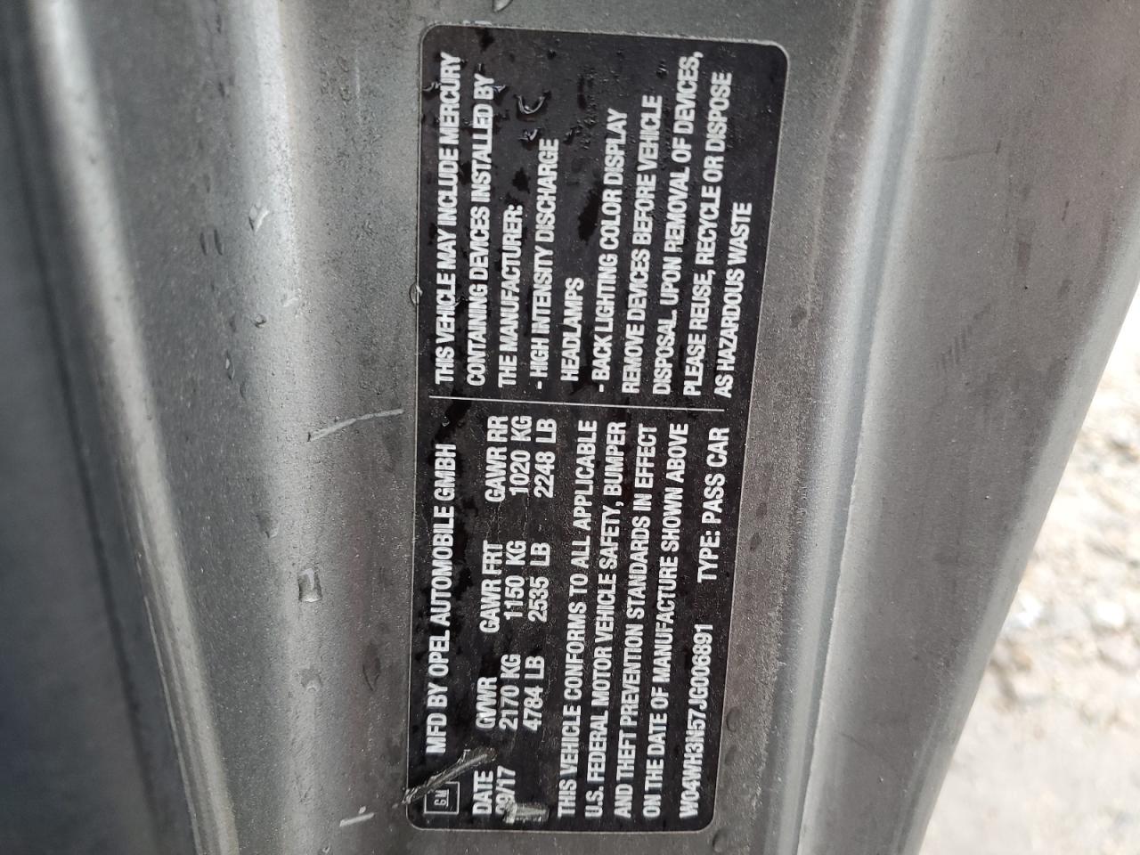 2018 Buick Cascada Premium VIN: W04WH3N57JG006891 Lot: 67077145