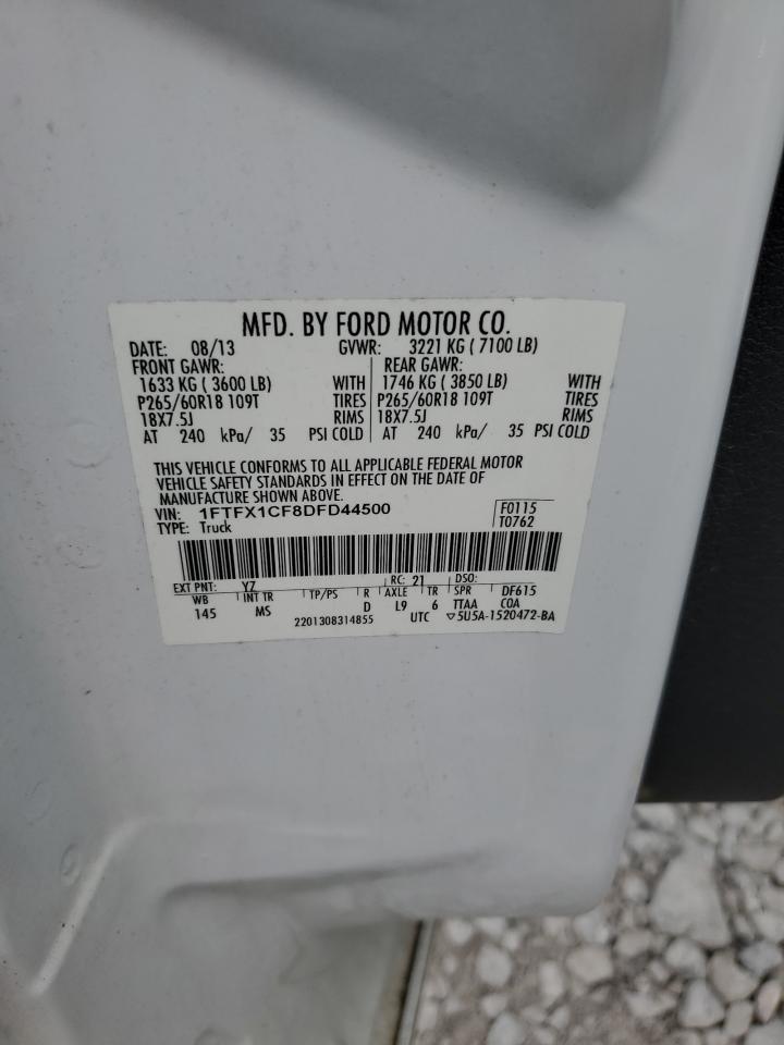 2013 Ford F150 Super Cab VIN: 1FTFX1CF8DFD44500 Lot: 66993855