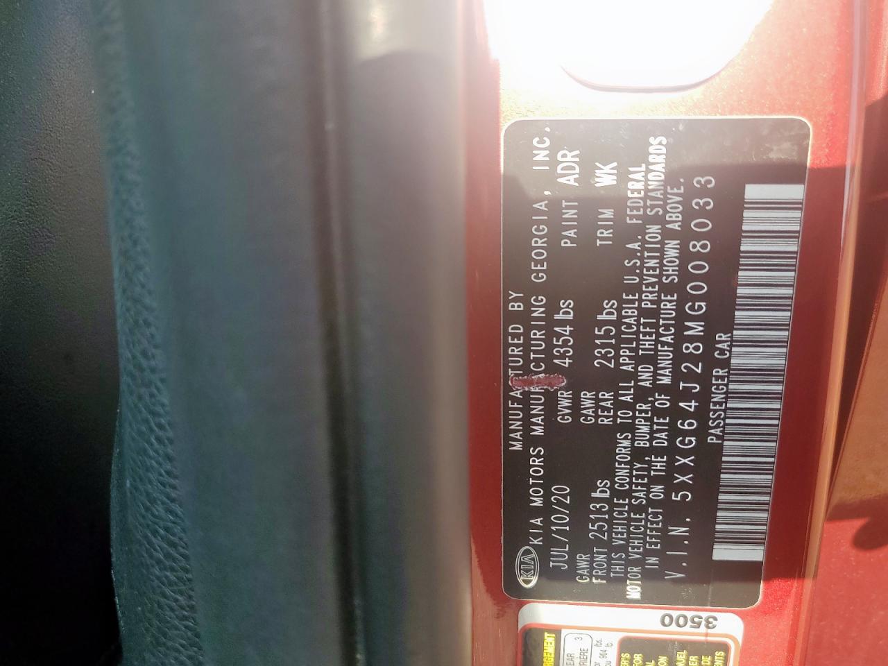 2021 Kia K5 Gt Line VIN: 5XXG64J28MG008033 Lot: 69220825