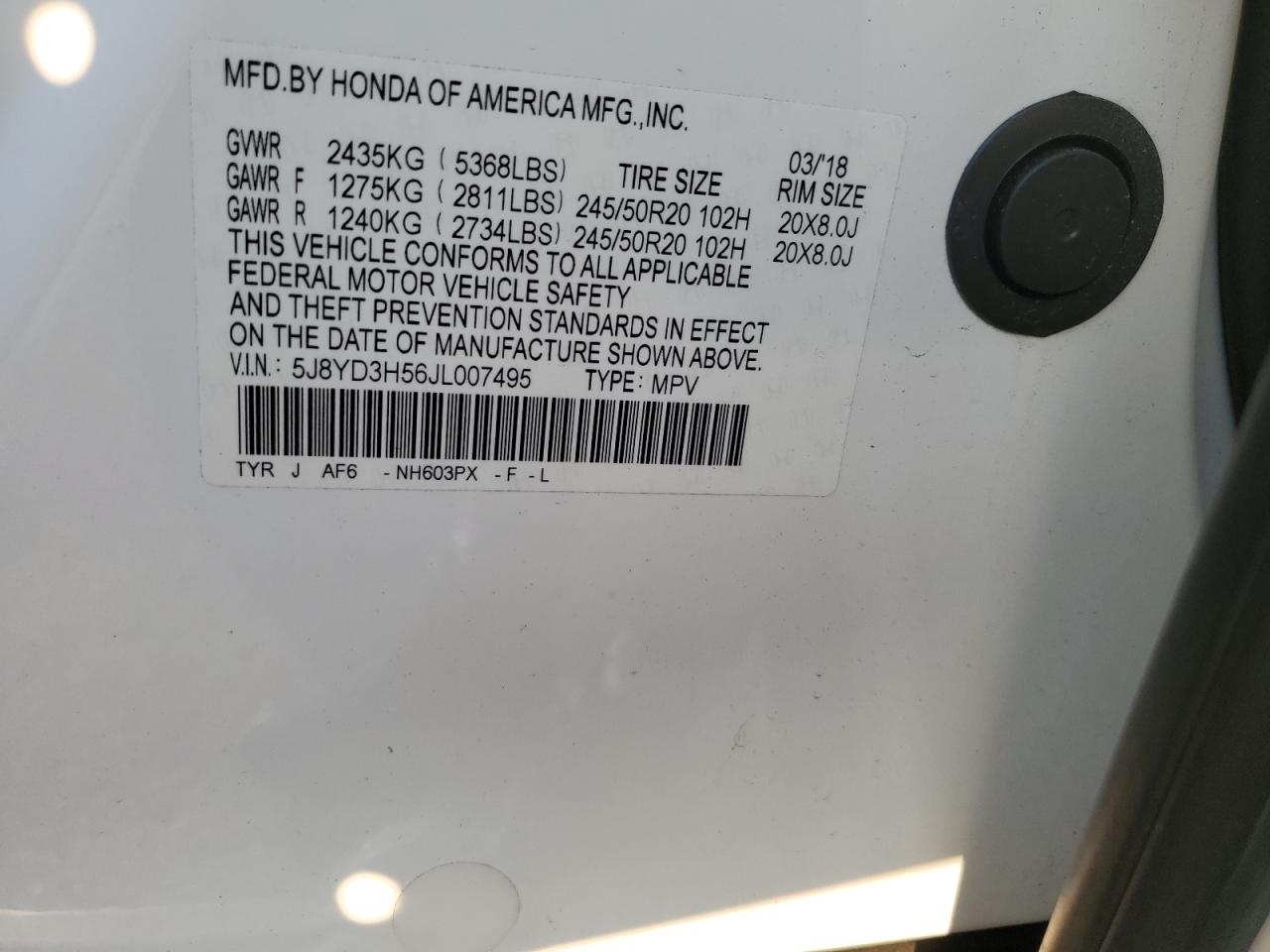 2018 Acura Mdx Technology VIN: 5J8YD3H56JL007495 Lot: 69117165