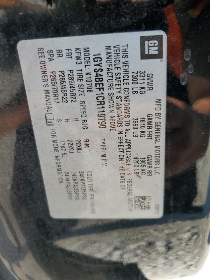 2012 Cadillac Escalade Luxury VIN: 1GYS4BEF1CR119790 Lot: 69293615